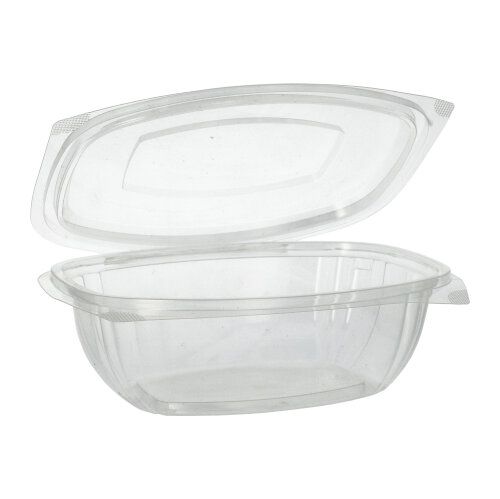 Salatschalen To Go mit Klappdeckel, PLA "pure" 1 l 7,6 x 20,5 x 16,8 cm glasklar, VPE= 200 Stück (4x 50)