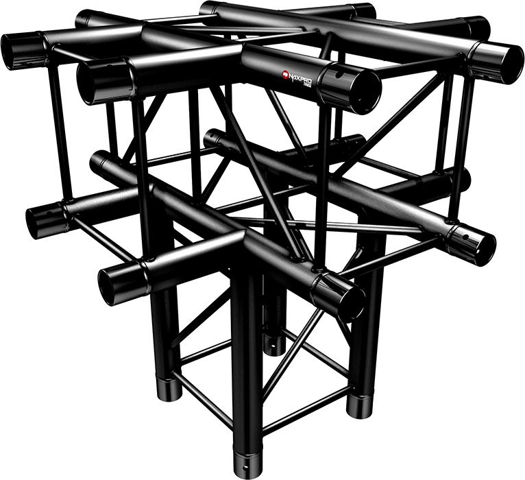 Naxpro-Truss FD 24 C55 90° 5 Weg Winkel RAL9005 - Schwarz - Seidenmatt