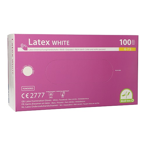 Latexhandschuhe, gepudert, weiß, Größe S, "Medi-Inn®", "White", VPE= 1000 Stück (10x 100)