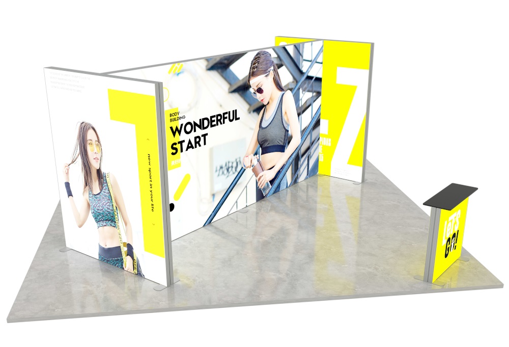 PMP Inselstand 5 x 5 m mit LED-Counter und Rolltaschen