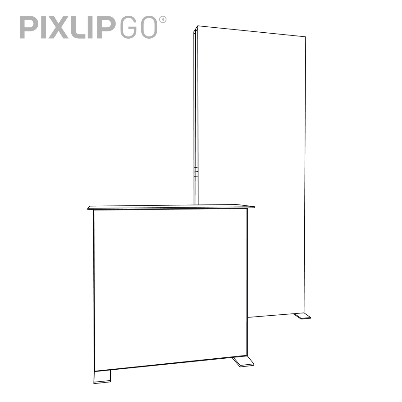 PIXLIP GO Kopf Messestand 1m - inkl. LED Counter S Black