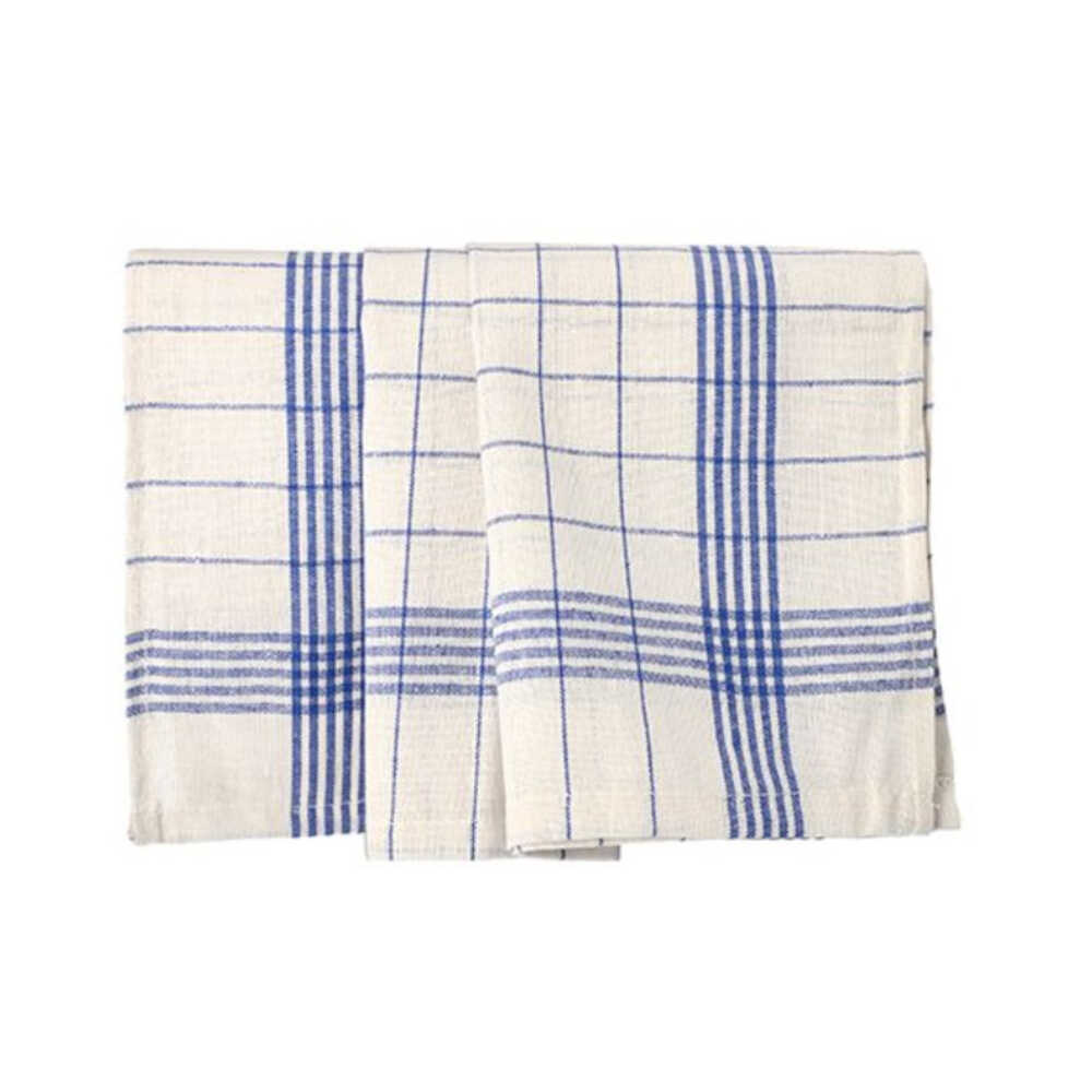 Geschirrtücher 70 x 50 cm weiß/blau "Baumwolle", 1 VPE = 100 Stück (10x 10)