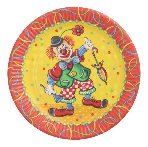 Pappteller Ø 23 cm "Clown",VPE= 500 Stück (10x 50)