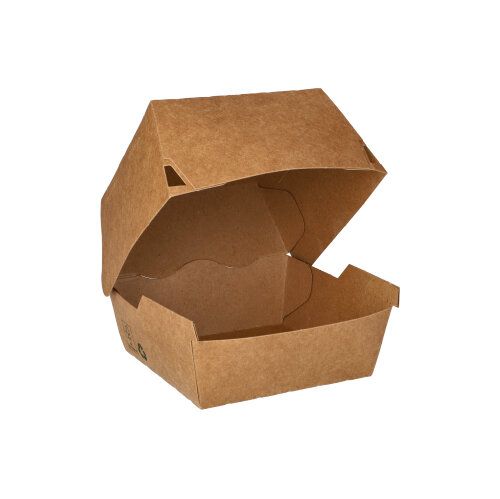 Burgerboxen, Pappe 10,5 x 10,5 cm braun "100% Fair", braun,VPE= 400 Stück (5x 80)