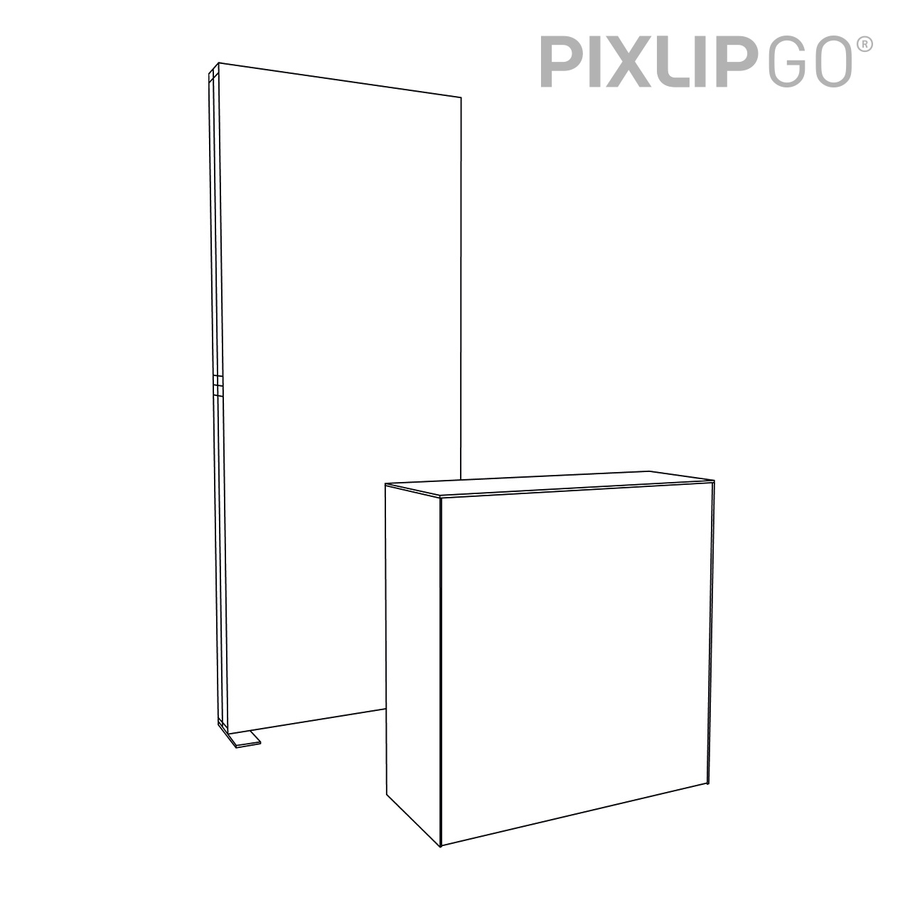 PIXLIP GO Kopf Messestand 1m - inkl. LED Counter L White