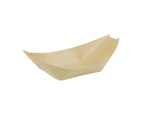 Fingerfood-Schalen aus Holz "pure", 14 x 8,2 cm "Schiffchen", VPE= 500 Stück (10x 50Stück)