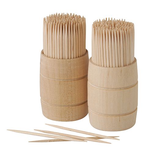Zahnstocher aus Holz "pure" rund 6,8 cm, im Spender aus Holz, VPE= 4000 Stück (10x 400)