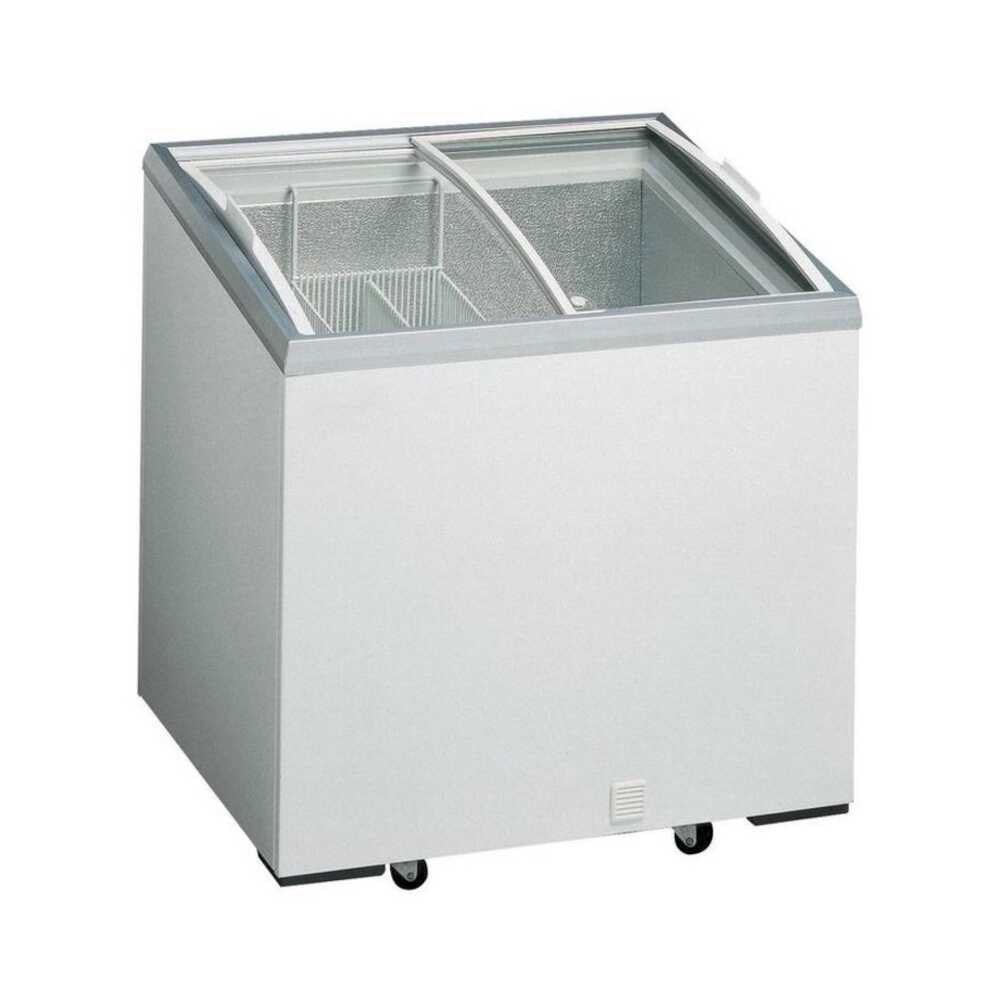 KBS Impuls-Tiefkühltruhe D 201 mit gebogenem Glasschiebedeckeln, 190 Liter, -15°C bis -23°C, 725mm Breite