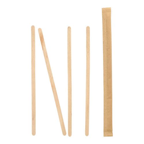 Rührstäbchen, Holz "pure" 17,8 cm einzeln gehüllt, VPE= 2000 Stück (20x 100)