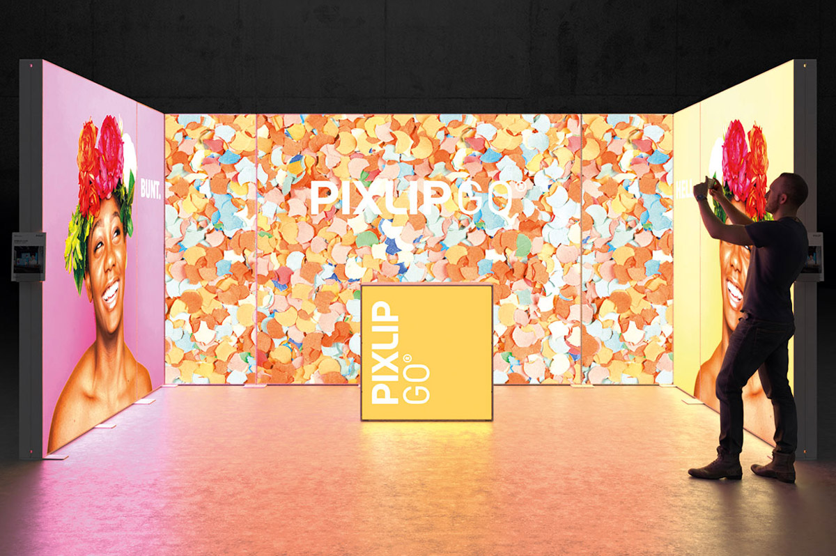 PIXLIP GO Reihen Messestand 5x3m - inkl. LED Counter L White