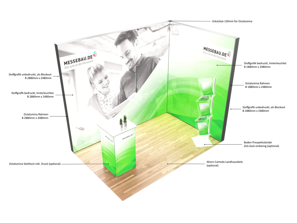 Octalumina LED Messestand 2x3m Eckstand