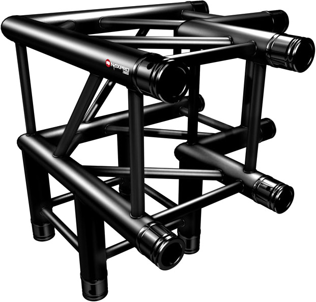 Naxpro-Truss FD 34 C30 90° 3 Weg Winkel RAL9005 - Schwarz - Seidenmatt