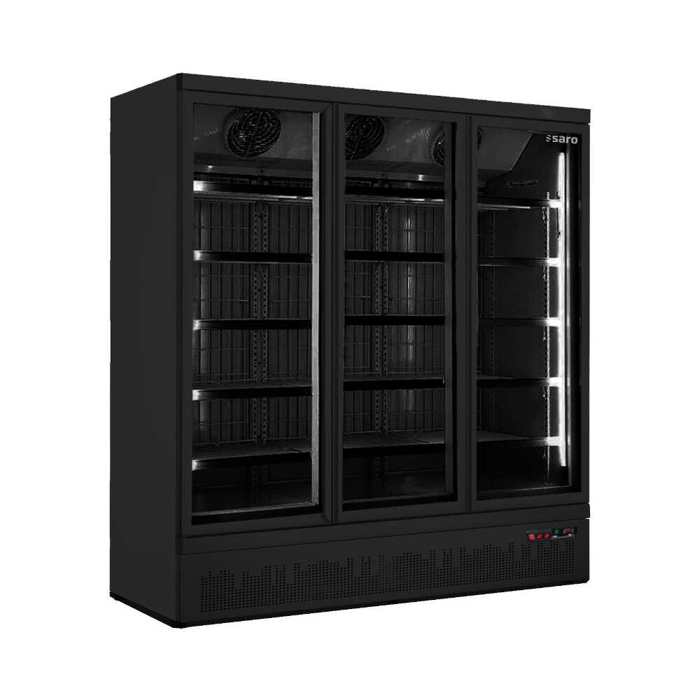 Saro Getränkekühlschrank mit Glastür GTK 1530 PRO Schwarz, 1664 Liter, +1/+10°C, 1880 x 740 x 2003mm