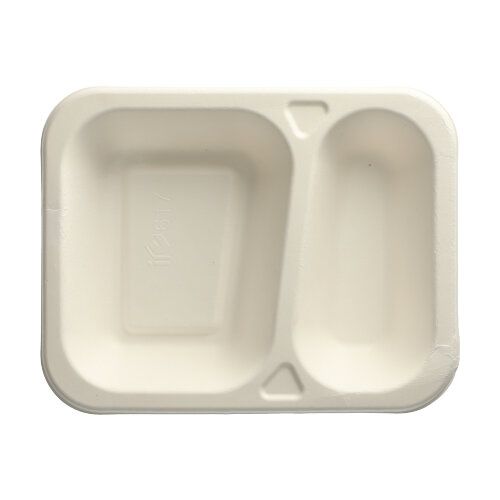 Siegelschalen aus Zuckerrohr, 2-geteilt, 725 ml, 18,5 x 23,5 cm, weiß, VPE= 600 Stück (6x 100)