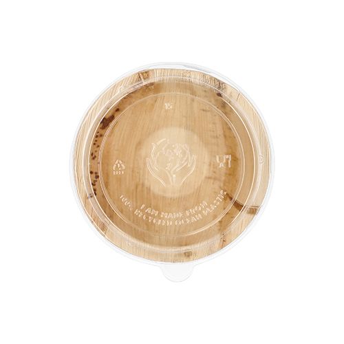 Palmblatt Schale, mit transparentem Deckel aus rPET, Ø 15 cm x 8,3 cm, VPE= 50 Stück (5 x 10)
