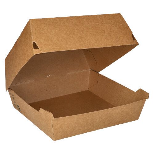 Burgerboxen, Pappe 18,5 x 18,5 cm braun "100% Fair" XXL,VPE= 225 Stück (9x 25)