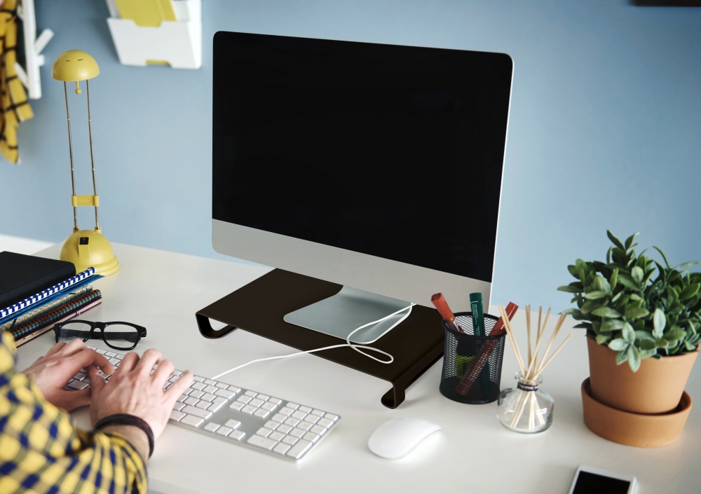 Tabelle, Schreibtisch, Pflanze, Überwachen, Computer-Tastatur