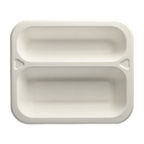 Siegelschalen aus Zuckerrohr, 2-geteilt, 975 ml, 21,2 x 25 cm, weiß, VPE= 600 Stück (6x 100)
