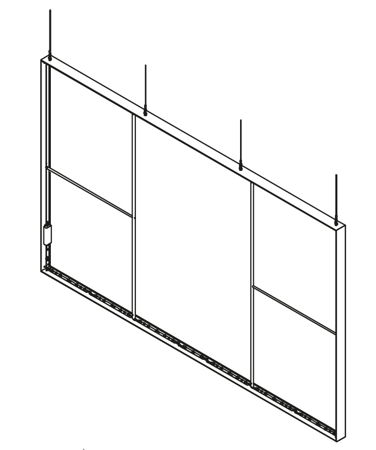 Leuchtwandelement 4000 x 2480 mm zur vertikalen Abhängung