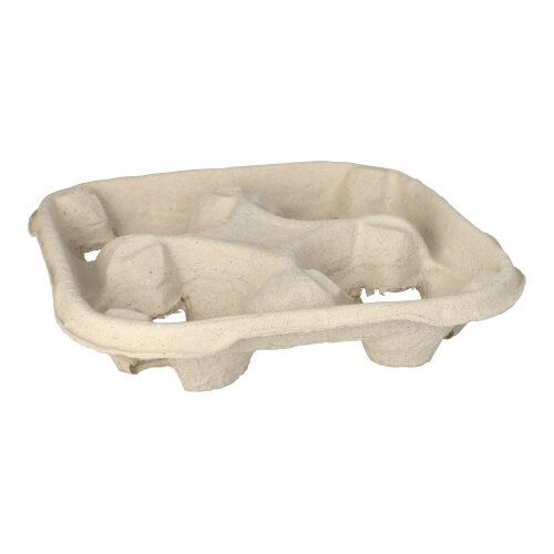 Tragetabletts, Pappe "To Go" 4,7 x 22,4 x 22,4 cm natur, für 4 Becher, VPE= 110 Stück (1x 110)