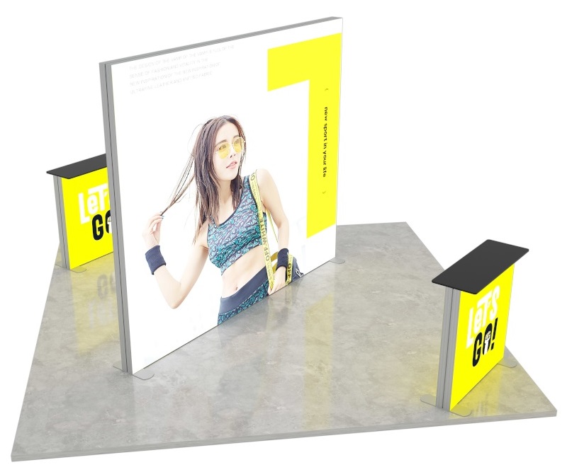 PMP Inselstand 4 x 4 m mit LED-Counter und Rolltaschen