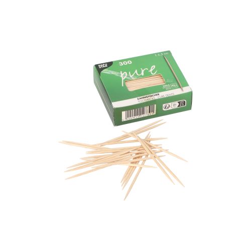 Zahnstocher, Holz "pure" rund 6,5 cm, VPE= 9000 Stück (30x 300)