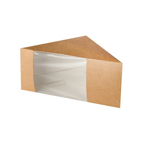 Bio-Sandwichboxen, Pappe mit Sichtfenster aus PLA 12,3 x 12,3 x 8,2 cm braun, VPE= 500 Stück (10x 50)