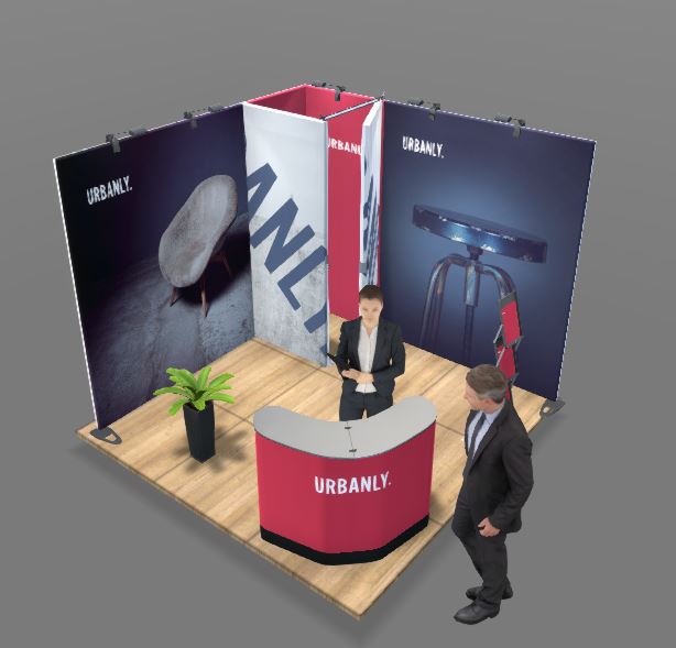 Expand System Eck Messestand mit Lagerraum 3x3m - Höhe 240cm