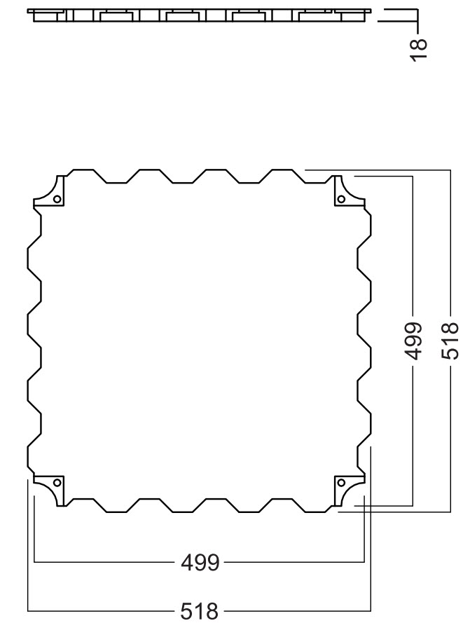 OctaEco Bodenplatte 498 x 498 x 18 mm, MDF