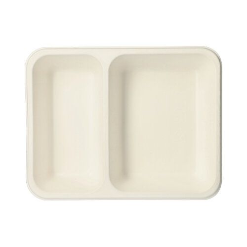 Siegelschalen aus Zuckerrohr, 2-geteilt, 1250 ml, 17,5 x 22,5 cm weiß, VPE= 500 Stück (4x 125)