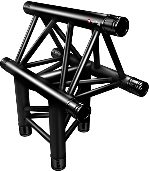 Naxpro-Truss FD 33 C37 90° 3 Weg Winkel RAL9005 - Schwarz - Seidenmatt