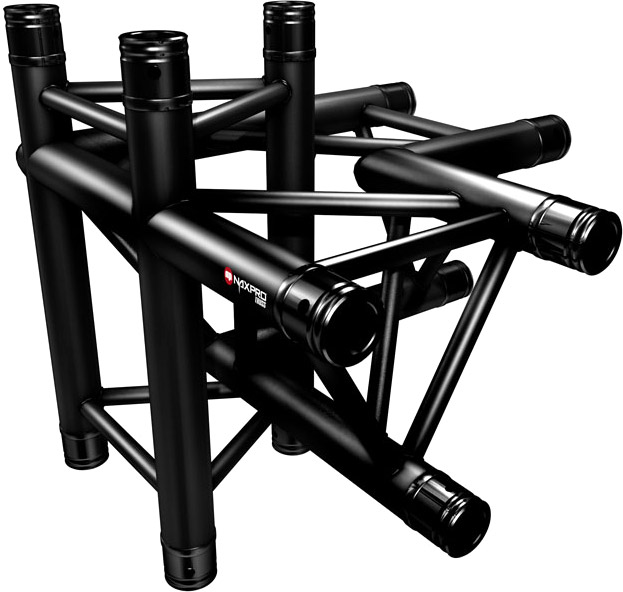 Naxpro-Truss FD 33 C44 90° 4 Weg Winkel RAL9005 - Schwarz - Seidenmatt