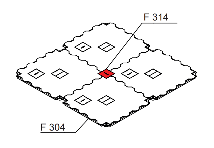 OctaFloor Abdeckplatte schwer entflammbar Cfl-S1, für starken Halt, L 89 × B 89 × H 19 mm