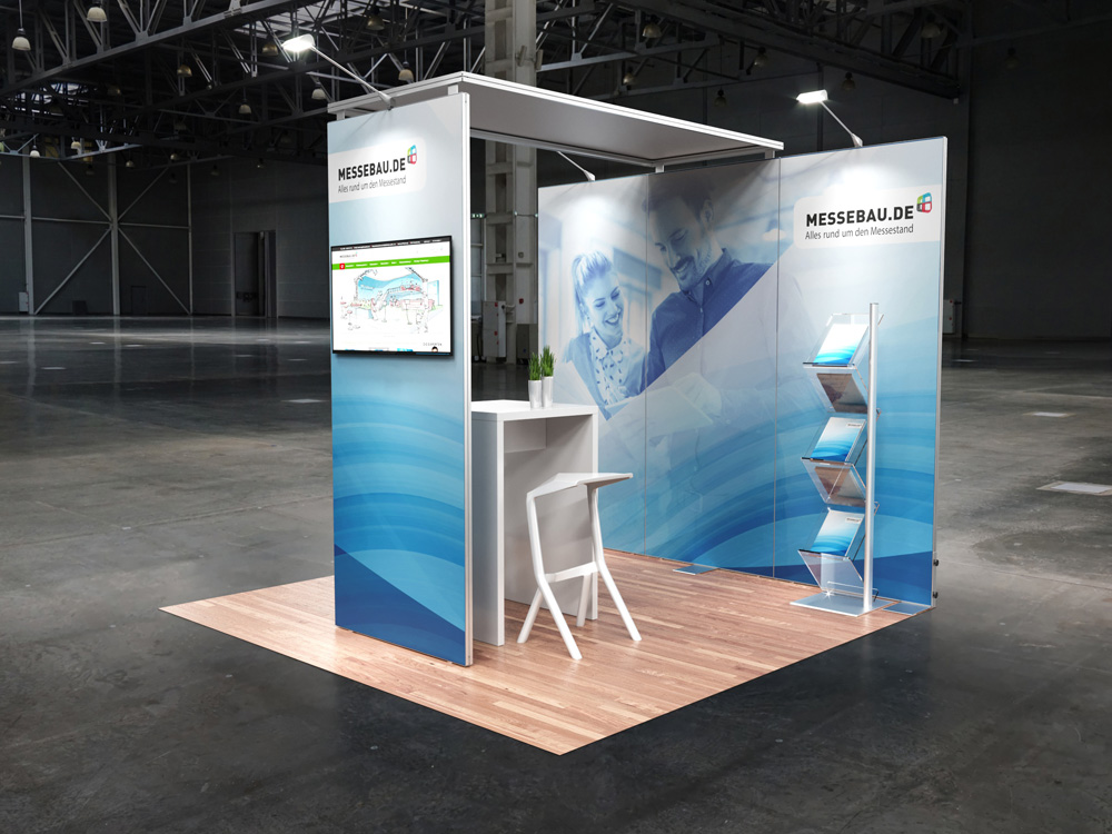 Octawall Messestand 3m Wand freistehend mit Deckenelement