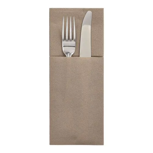 Airlaid Bestecktaschen, 48 x 40 cm, 1/8-Falz, taupe "Premium", VPE= 400 Stück (4x 100)