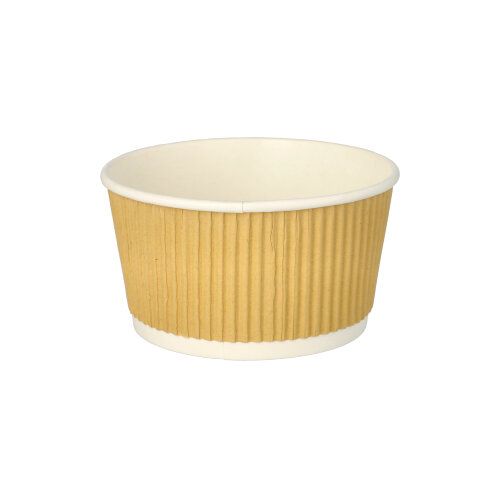 Suppenbecher, Pappe rund 380 ml Ø 11 cm x 5,8 cm braun/weiß Ripple Wall, VPE= 500 Stück (20x 25)