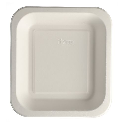 Siegelschalen aus Zuckerrohr, ungeteilt, 1400 ml, 24,5 x 26,5 cm, weiß, VPE= 200 Stück (4x 50)