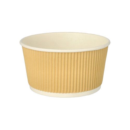 Suppenbecher, Pappe rund 720 ml Ø 13,5 cm x 7,3 cm braun/weiß Ripple Wall, VPE= 500 Stück (20x 25)