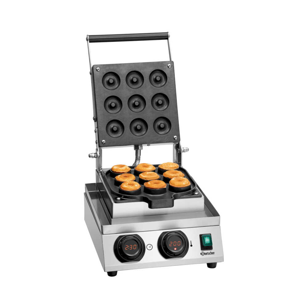 Bartscher Waffeleisen MDI Donut 900, Platte für 9 Donuts, 1800 Watt, 230V