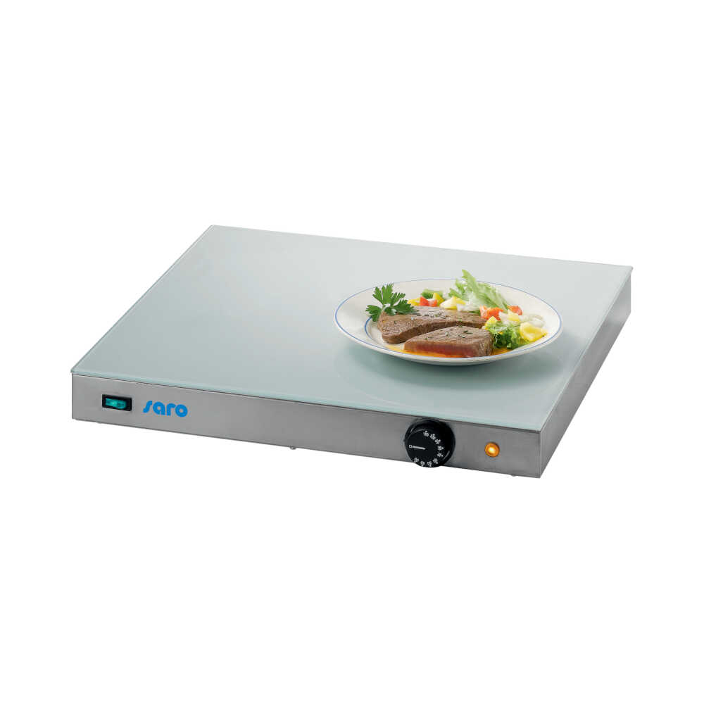Saro Warmhalteplatte Modell GENUA, Glas, bis 110°C regelbar, 500 x 500 x 70 mm, 230V