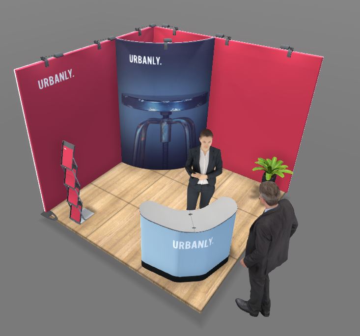 Expand System Eck Messestand mit Flügeltür 3x3m - Höhe 240cm