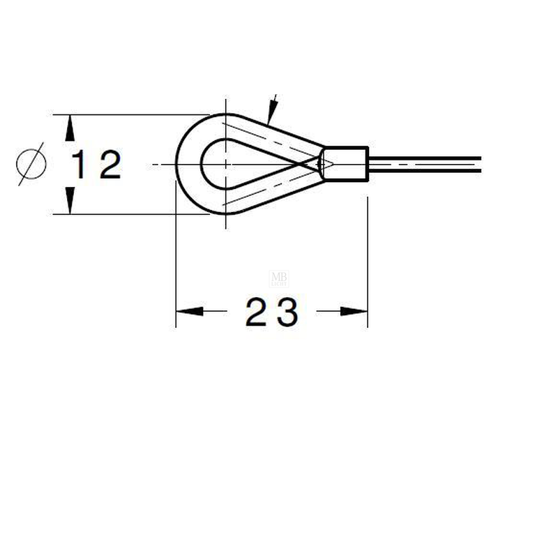 Drahtseil ø 1,5mm, mit Zamak-Schlaufe (SÖ07), Lg = 4500mm