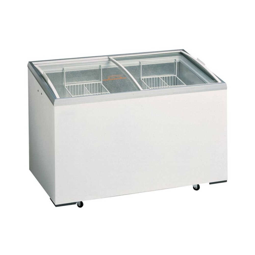 KBS Impuls-Tiefkühltruhe D 401 mit gebogenem Glasschiebedeckeln, 401 Liter, -15°C bis -23°C; 1305mm Breite