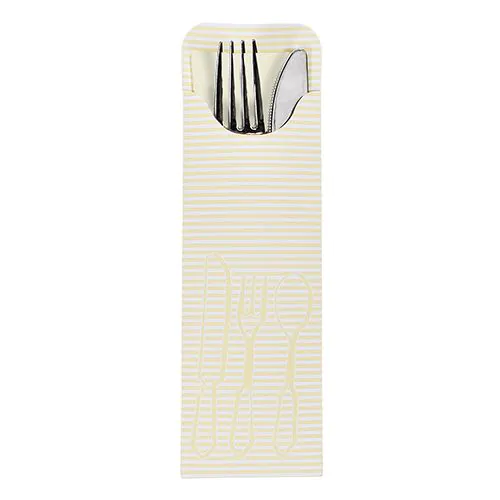 Bestecktaschen creme, 23,5 x 7,3 cm, inklusive farbiger Bistro Serviette, VPE= 500 Stück (5x 100)